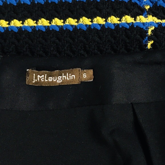 J McLaughlin Women's 6 Skirt Zip Up Back Cotton Blend Stretch Plaid Blue AK19 - Picture 2 of 5